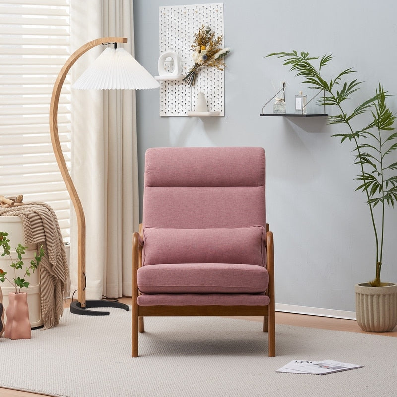 Fauteuil de loisirs à dossier haut avec accoudoirs en bois massif, fauteuil d'appoint.