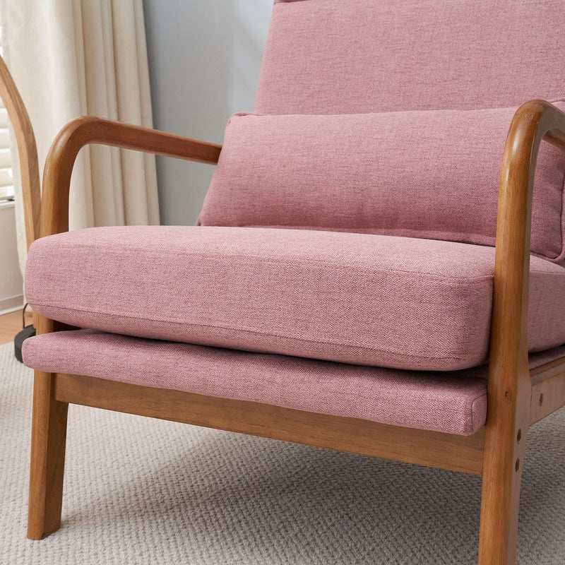 Fauteuil de loisirs à dossier haut avec accoudoirs en bois massif, fauteuil d'appoint.