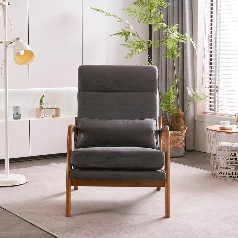 Fauteuil de loisirs à dossier haut avec accoudoirs en bois massif, fauteuil d'appoint.