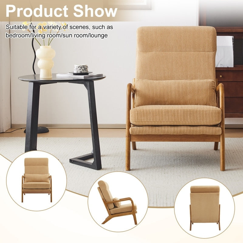 Fauteuil de loisirs à dossier haut avec accoudoirs en bois massif, fauteuil d'appoint.
