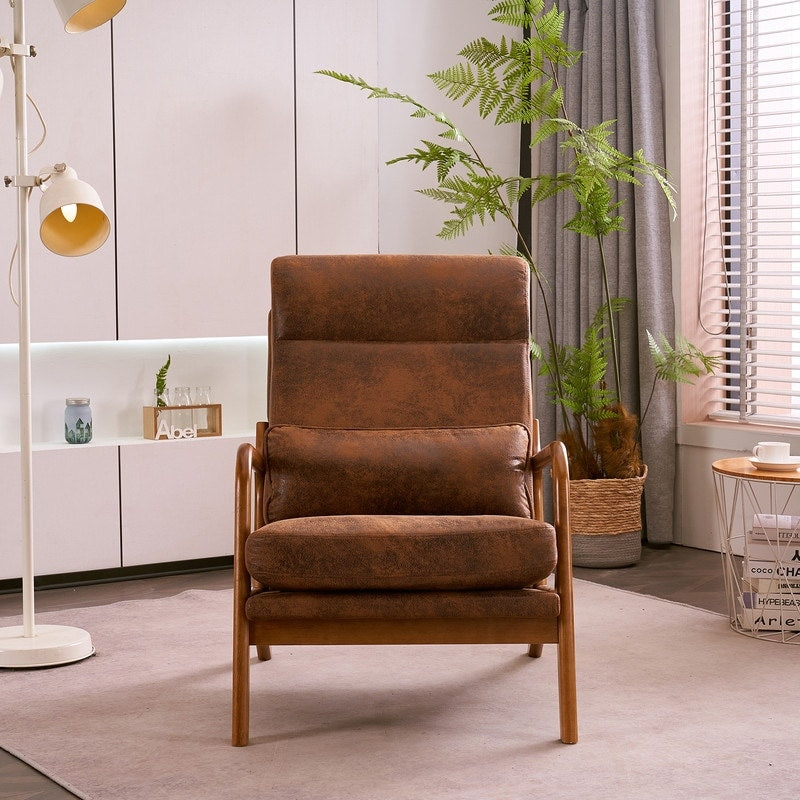 Fauteuil de loisirs à dossier haut avec accoudoirs en bois massif, fauteuil d'appoint.