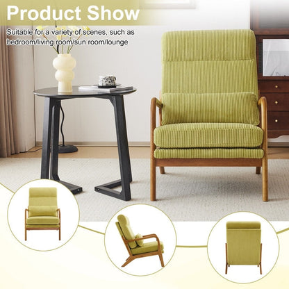 Fauteuil de loisirs à dossier haut avec accoudoirs en bois massif, fauteuil d'appoint.