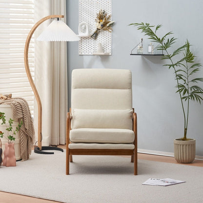 Fauteuil de loisirs à dossier haut avec accoudoirs en bois massif, fauteuil d'appoint.