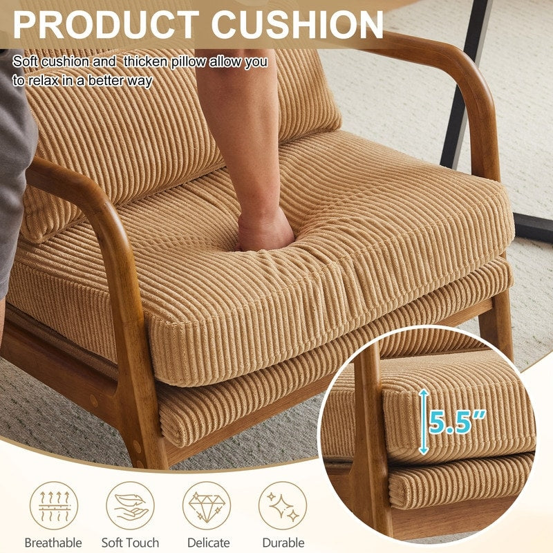Fauteuil de loisirs à dossier haut avec accoudoirs en bois massif, fauteuil d'appoint.