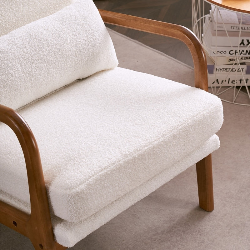 Fauteuil de loisirs à dossier haut avec accoudoirs en bois massif, fauteuil d'appoint.