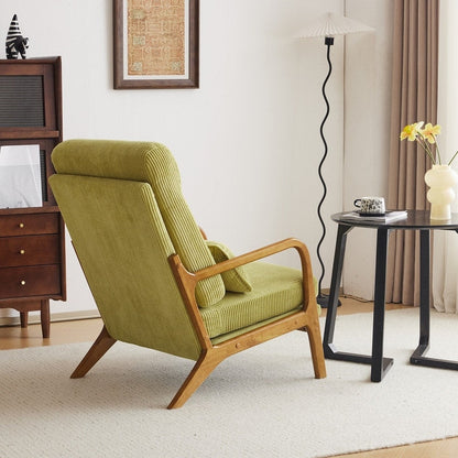 Fauteuil de loisirs à dossier haut avec accoudoirs en bois massif, fauteuil d'appoint.