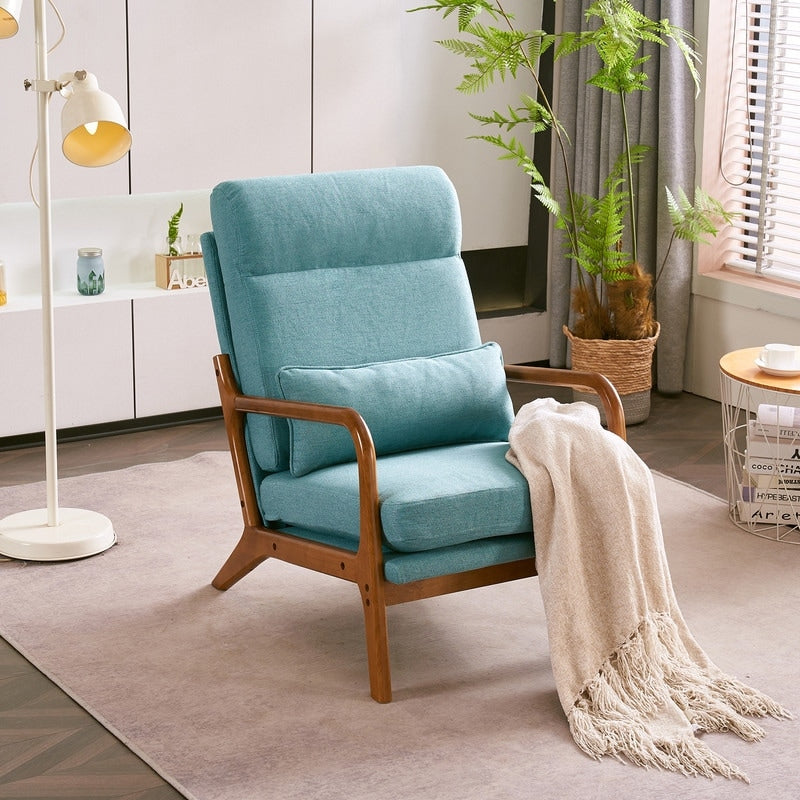 Fauteuil de loisirs à dossier haut avec accoudoirs en bois massif, fauteuil d'appoint.