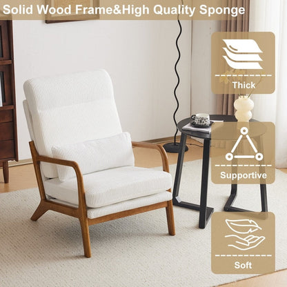 Fauteuil de loisirs à dossier haut avec accoudoirs en bois massif, fauteuil d'appoint.