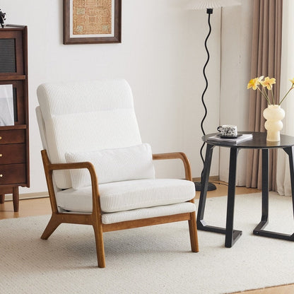 Fauteuil de loisirs à dossier haut avec accoudoirs en bois massif, fauteuil d'appoint.