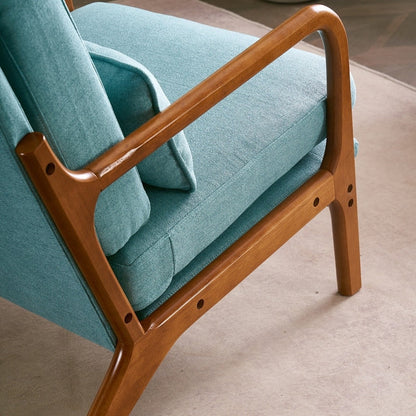 Fauteuil de loisirs à dossier haut avec accoudoirs en bois massif, fauteuil d'appoint.