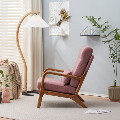 Fauteuil de loisirs à dossier haut avec accoudoirs en bois massif, fauteuil d'appoint.
