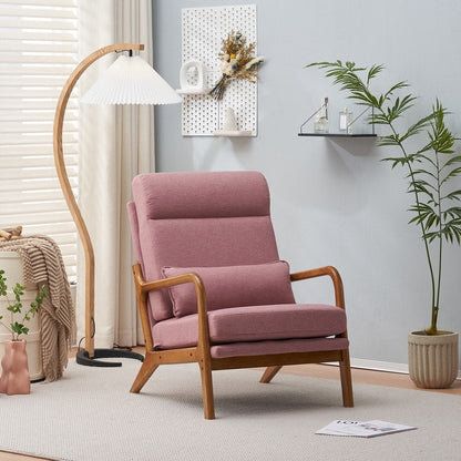 Fauteuil de loisirs à dossier haut avec accoudoirs en bois massif, fauteuil d'appoint.