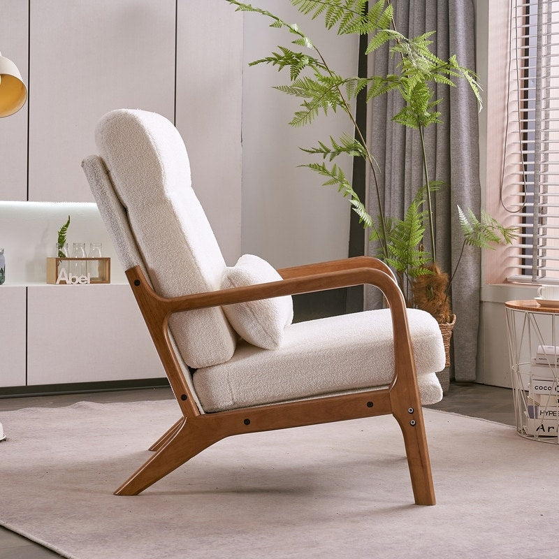 Fauteuil de loisirs à dossier haut avec accoudoirs en bois massif, fauteuil d'appoint.
