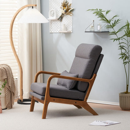 Fauteuil de loisirs à dossier haut avec accoudoirs en bois massif, fauteuil d'appoint.
