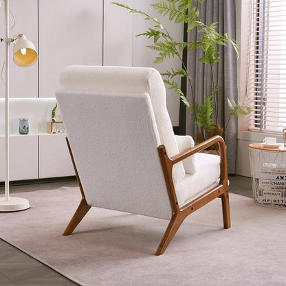 Fauteuil de loisirs à dossier haut avec accoudoirs en bois massif, fauteuil d'appoint.