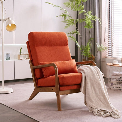 Fauteuil de loisirs à dossier haut avec accoudoirs en bois massif, fauteuil d'appoint.