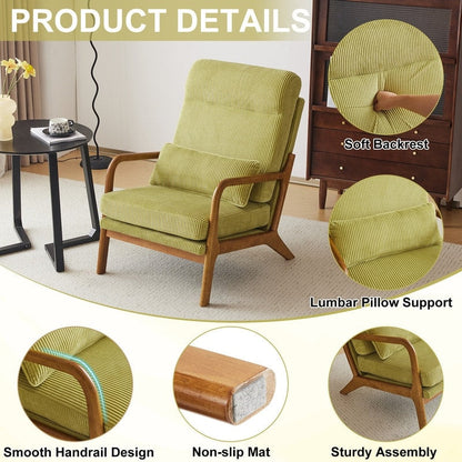 Fauteuil de loisirs à dossier haut avec accoudoirs en bois massif, fauteuil d'appoint.