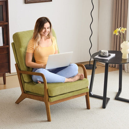 Fauteuil de loisirs à dossier haut avec accoudoirs en bois massif, fauteuil d'appoint.