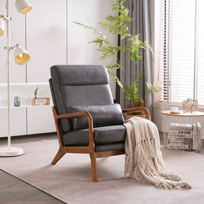 Fauteuil de loisirs à dossier haut avec accoudoirs en bois massif, fauteuil d'appoint.