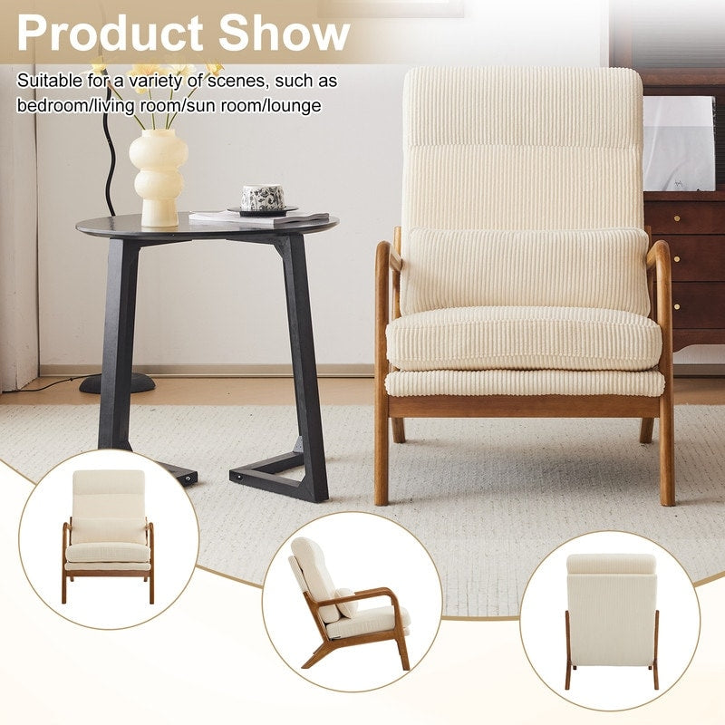 Fauteuil de loisirs à dossier haut avec accoudoirs en bois massif, fauteuil d'appoint.