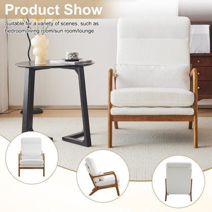Fauteuil de loisirs à dossier haut avec accoudoirs en bois massif, fauteuil d'appoint.