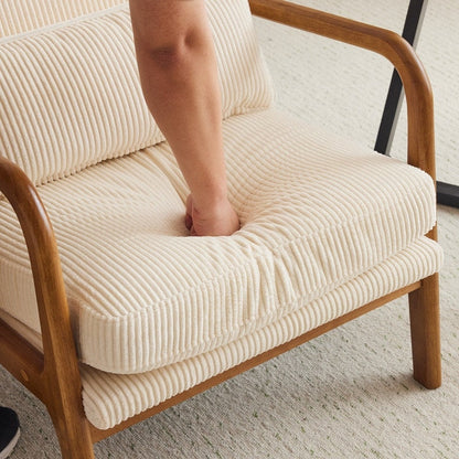 Fauteuil de loisirs à dossier haut avec accoudoirs en bois massif, fauteuil d'appoint.