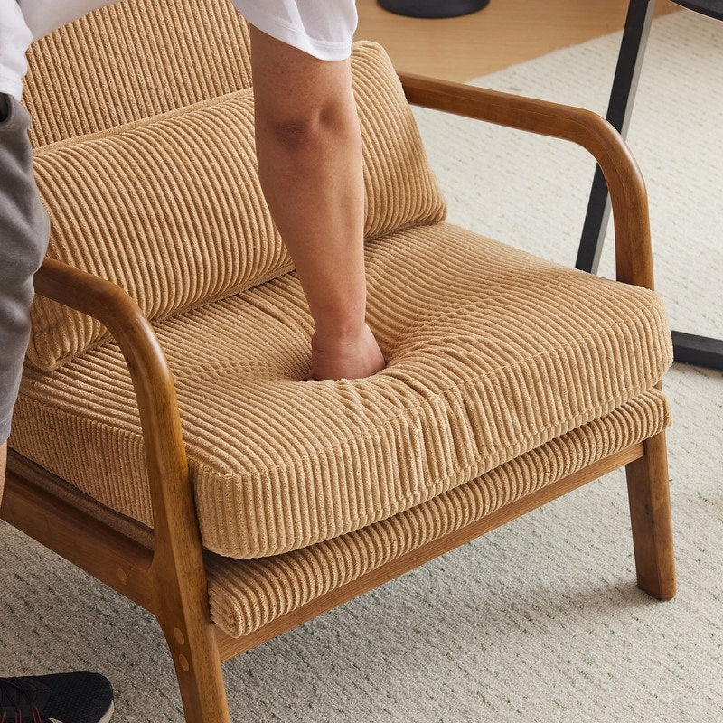 Fauteuil de loisirs à dossier haut avec accoudoirs en bois massif, fauteuil d'appoint.