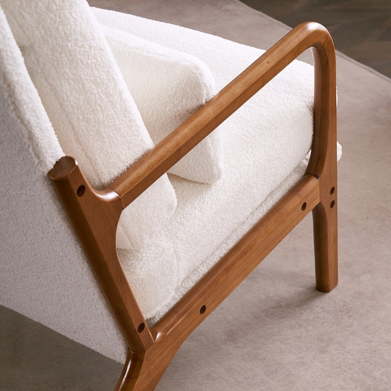 Fauteuil de loisirs à dossier haut avec accoudoirs en bois massif, fauteuil d'appoint.