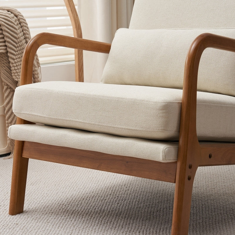 Fauteuil de loisirs à dossier haut avec accoudoirs en bois massif, fauteuil d'appoint.
