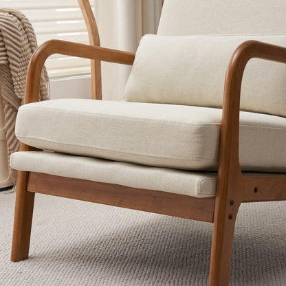 Fauteuil de loisirs à dossier haut avec accoudoirs en bois massif, fauteuil d'appoint.