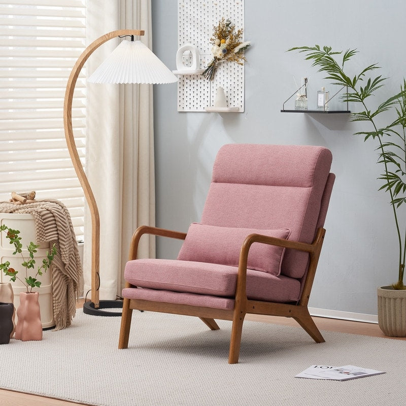 Fauteuil de loisirs à dossier haut avec accoudoirs en bois massif, fauteuil d'appoint.