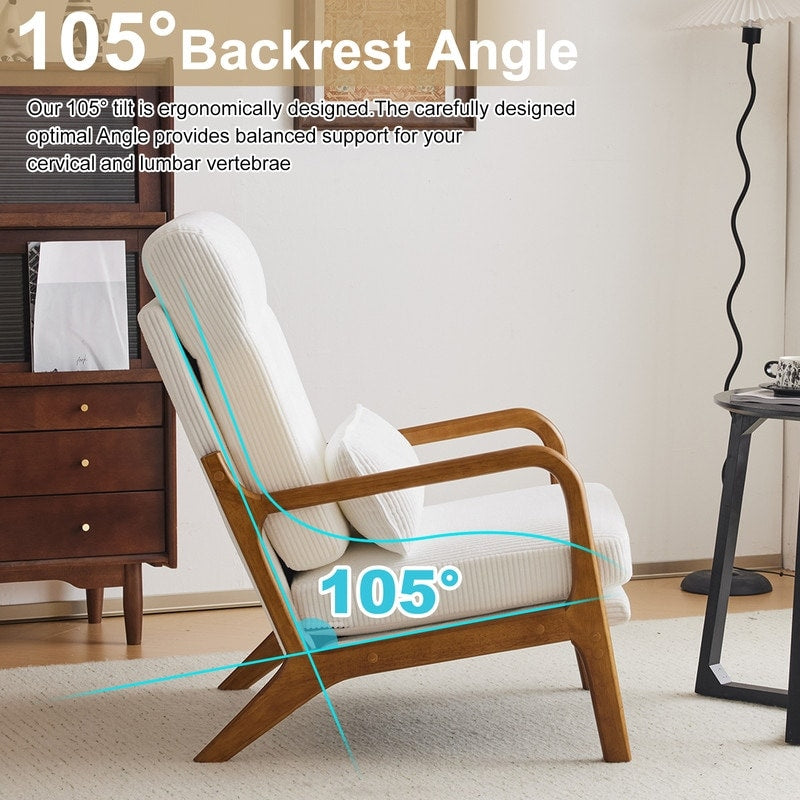 Fauteuil de loisirs à dossier haut avec accoudoirs en bois massif, fauteuil d'appoint.