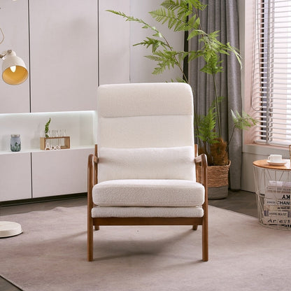 Fauteuil de loisirs à dossier haut avec accoudoirs en bois massif, fauteuil d'appoint.