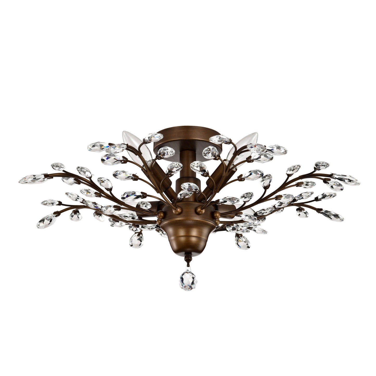 Holly, plafonnier à 4 lumières avec feuilles de cristal
