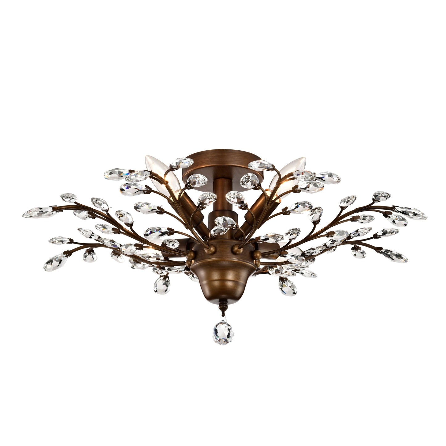 Holly, plafonnier à 4 lumières avec feuilles de cristal