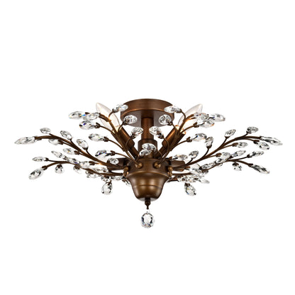 Holly, plafonnier à 4 lumières avec feuilles de cristal