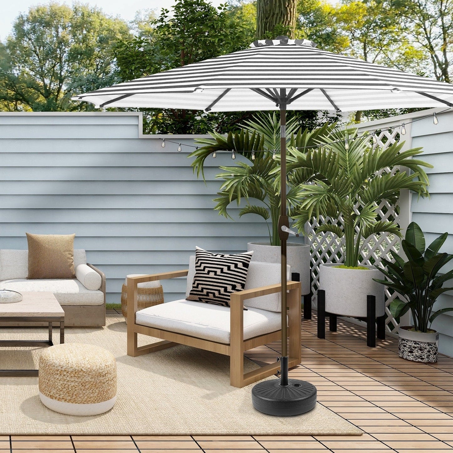 Parasol de terrasse Holme de 2,7 mètres et son support de pied
