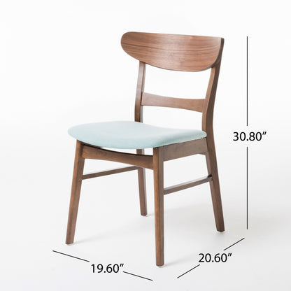 Chaise de salle à manger Abrielle en bois d'acacia rembourré, style moderne du milieu du siècle, par Christopher Knight Home (lot de 2)