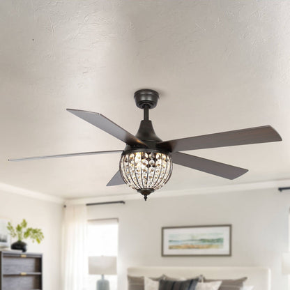 Ventilateur de plafond industriel à 5 pales en bois noir avec télécommande