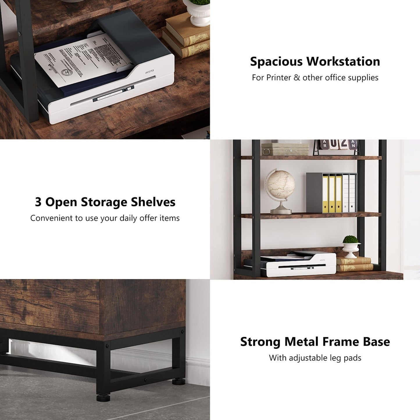Armoire à dossiers avec 2 tiroirs, meuble de rangement moderne pour imprimante avec verrouillage
