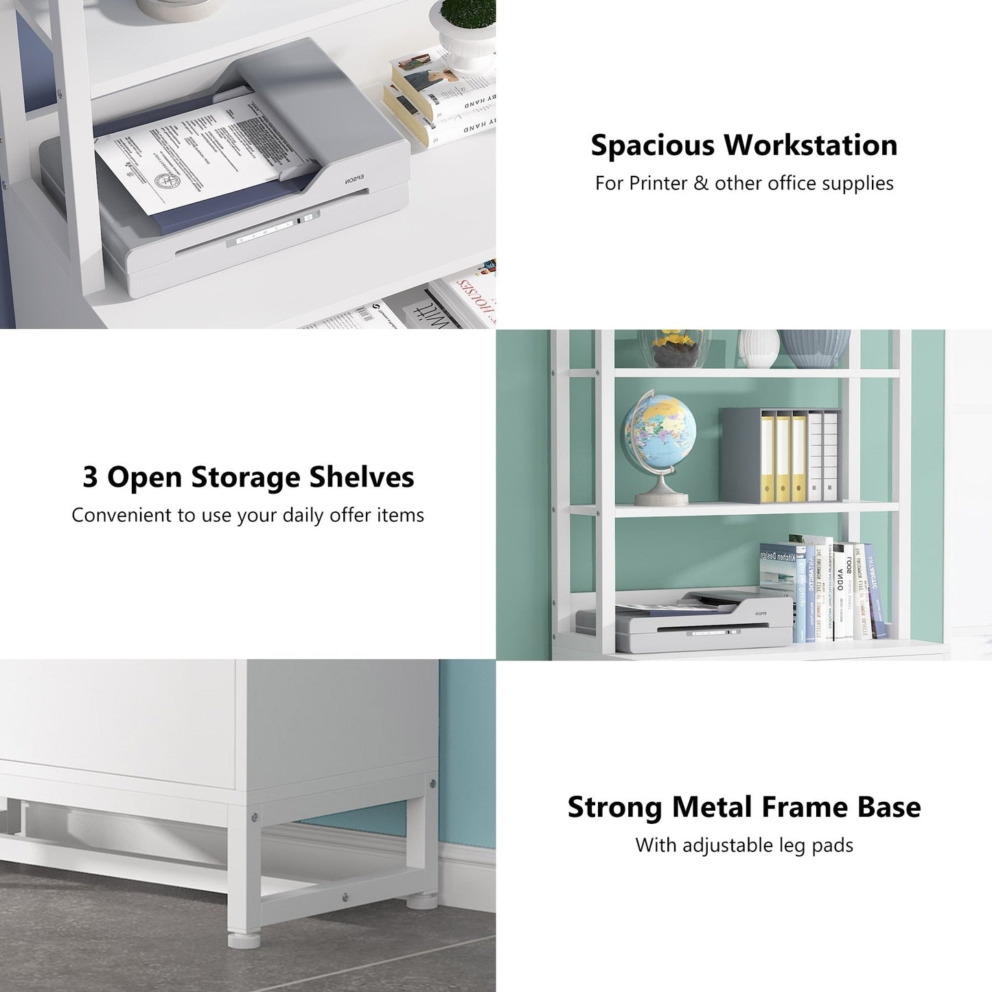 Armoire à dossiers avec 2 tiroirs, meuble de rangement moderne pour imprimante avec verrouillage