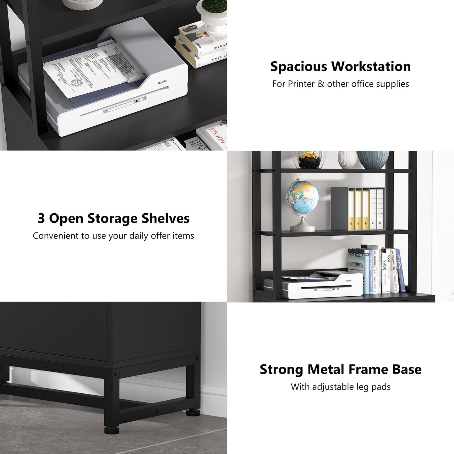 Armoire à dossiers avec 2 tiroirs, meuble de rangement moderne pour imprimante avec verrouillage