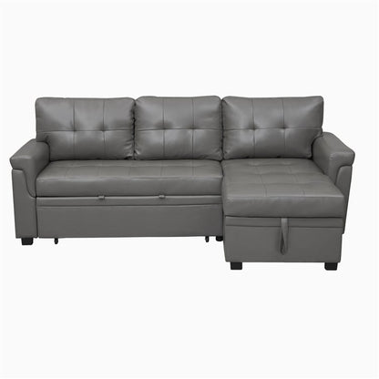 Canapé d'angle convertible et réversible avec lit escamotable, chaise longue avec rangement intégré et pieds robustes.