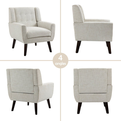 Fauteuil d'appoint moderne en tissu imitation coton/lin.