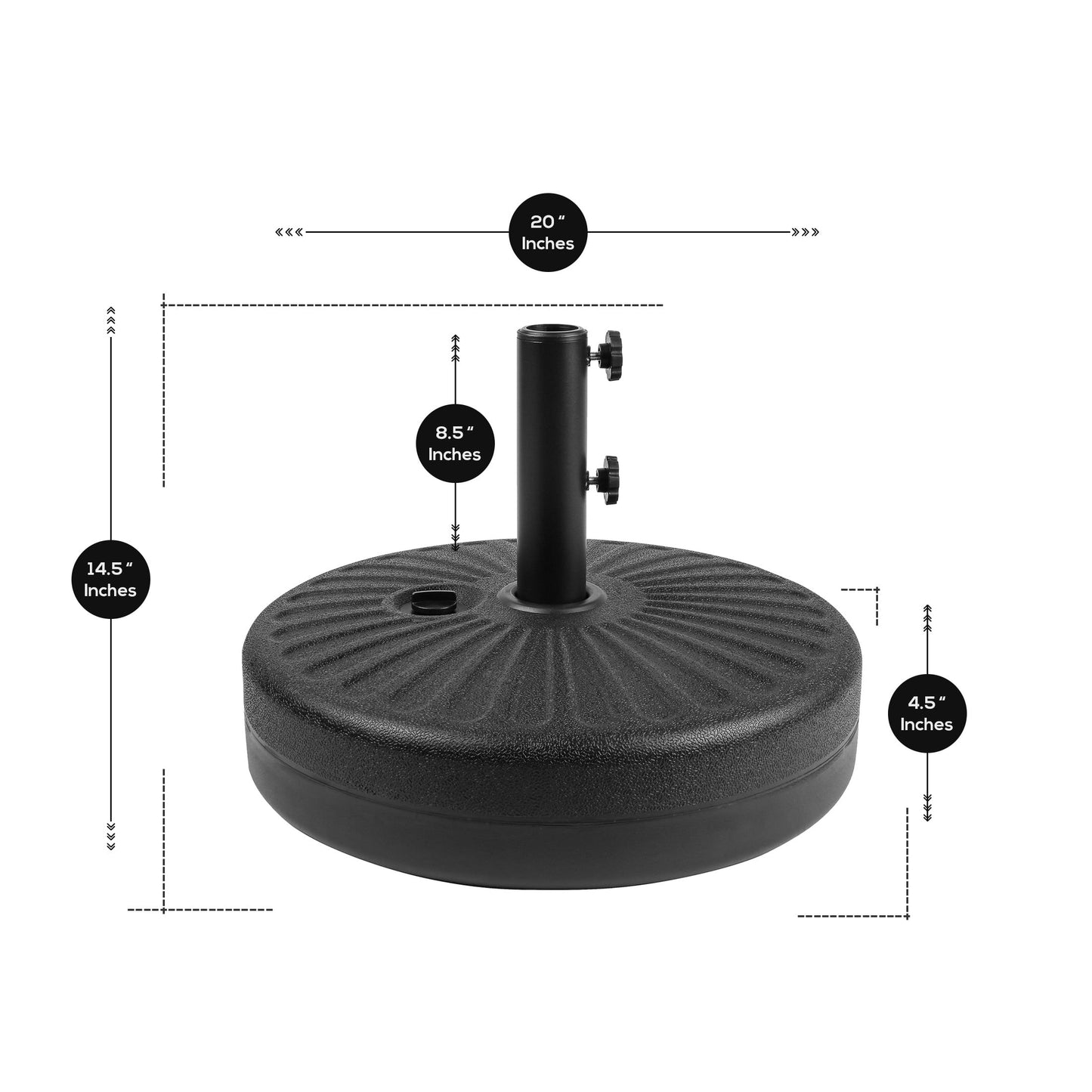 Parasol de terrasse Holme de 2,7 mètres et son support de pied