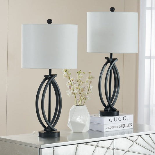 Ensemble de lampes de table en métal noir de 26 pouces