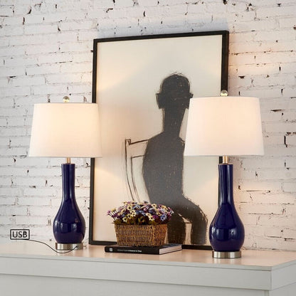 Ensemble de 2 lampes de table en céramique de 28,5 cm avec USB