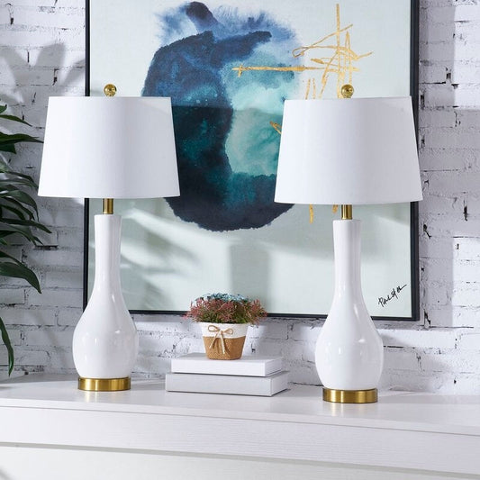 Ensemble de 2 lampes de table en céramique de 28,5 cm avec USB