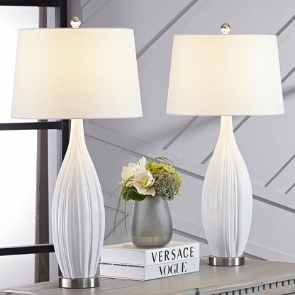 Ensemble de 2 lampes de table en porcelaine blanche standard 31 (lot de 2)