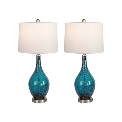 Lampes de chevet en verre avec port USB (lot de 2) - Lampe de bureau moderne